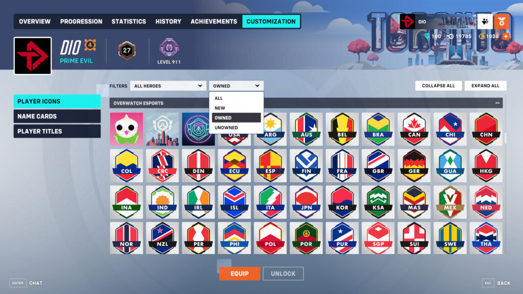 Player icon location