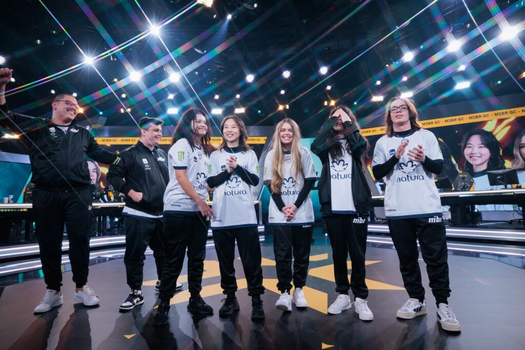 MIBR GC are seen onstage at the 2024 VALORANT Game Changers Championship Knockouts stage in Berlin, Germany on November 16, 2024.