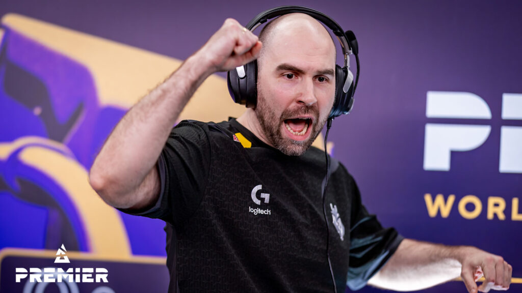 TaZ celebrates after G2 win a round at a BLAST CS2 tournament.