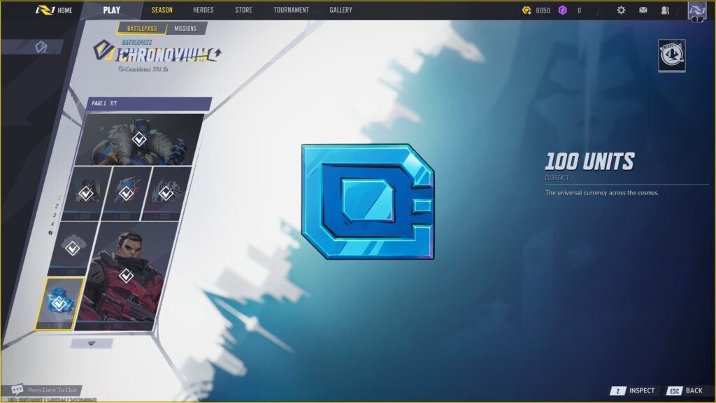 100 Units in the Marvel Rivals Season 0 Battlepass.