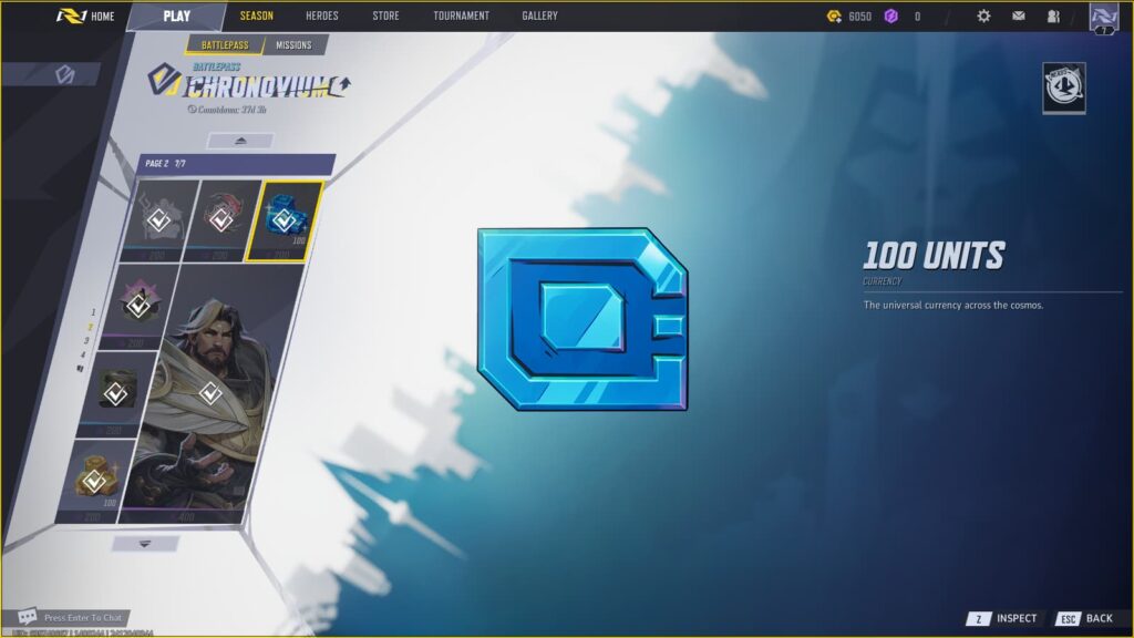 100 Units in the Marvel Rivals Season 0 Battlepass.