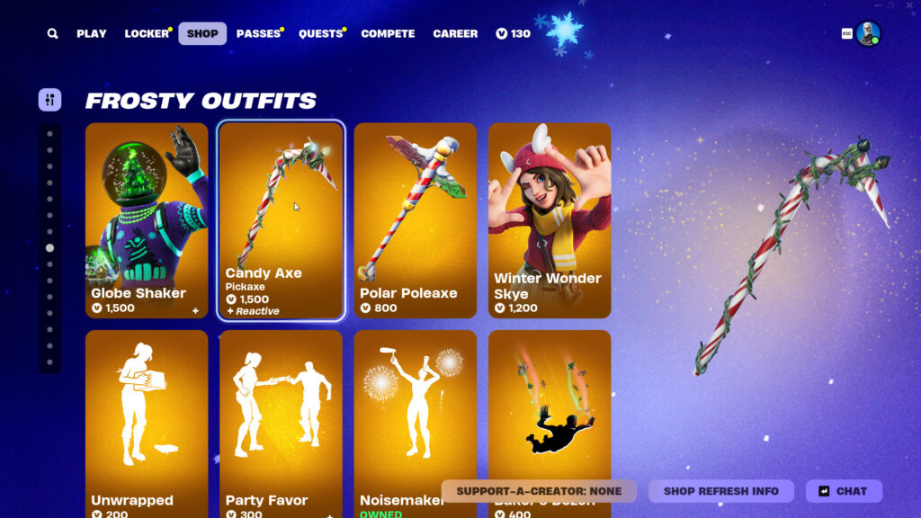 The Candy Axe in Fortnite's Item Shop