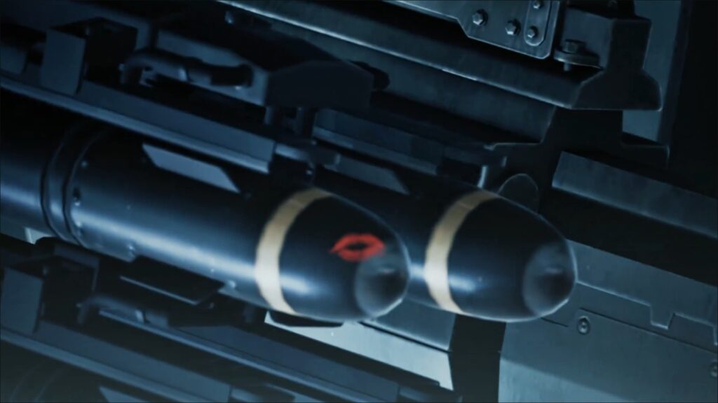 A missile with a lipstick mark