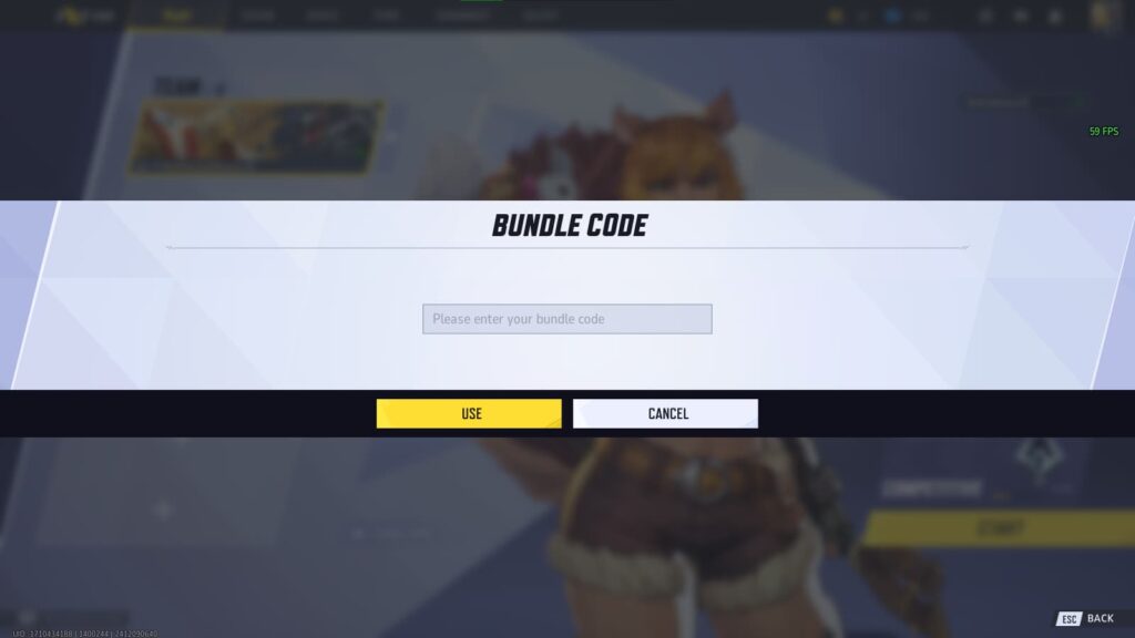 The Bundle Code text box to redeem a code in Marvel Rivals.