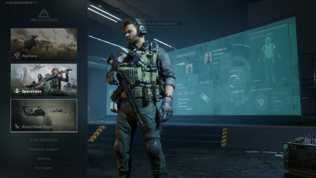 The Black Hawk Down campaign game mode in Delta Force.