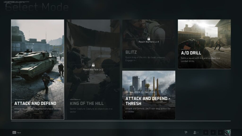 Game modes within the Warfare mode of Delta Force.