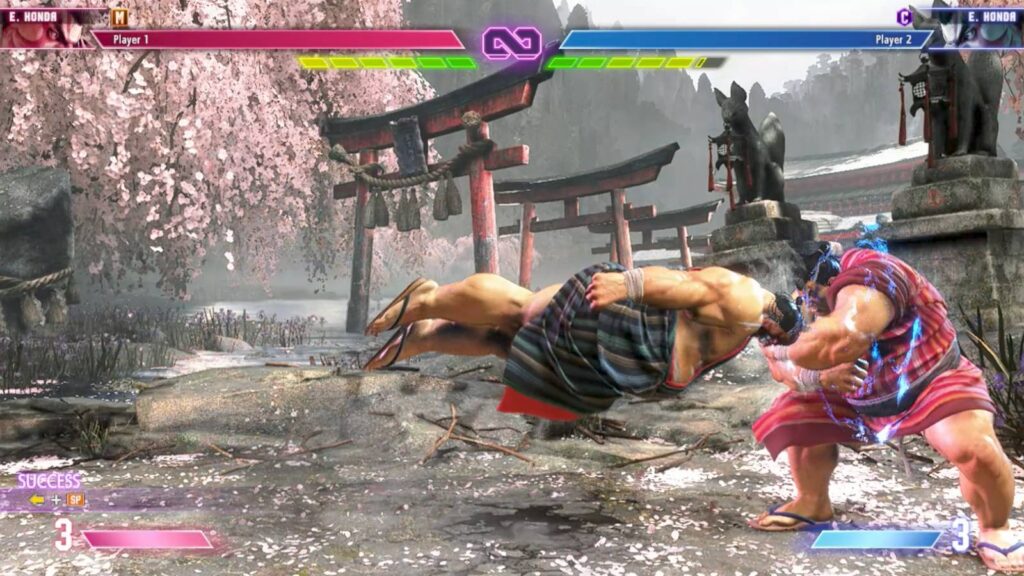 A screenshot of a Street Fighter 6 match, featuring two E. Honda characters