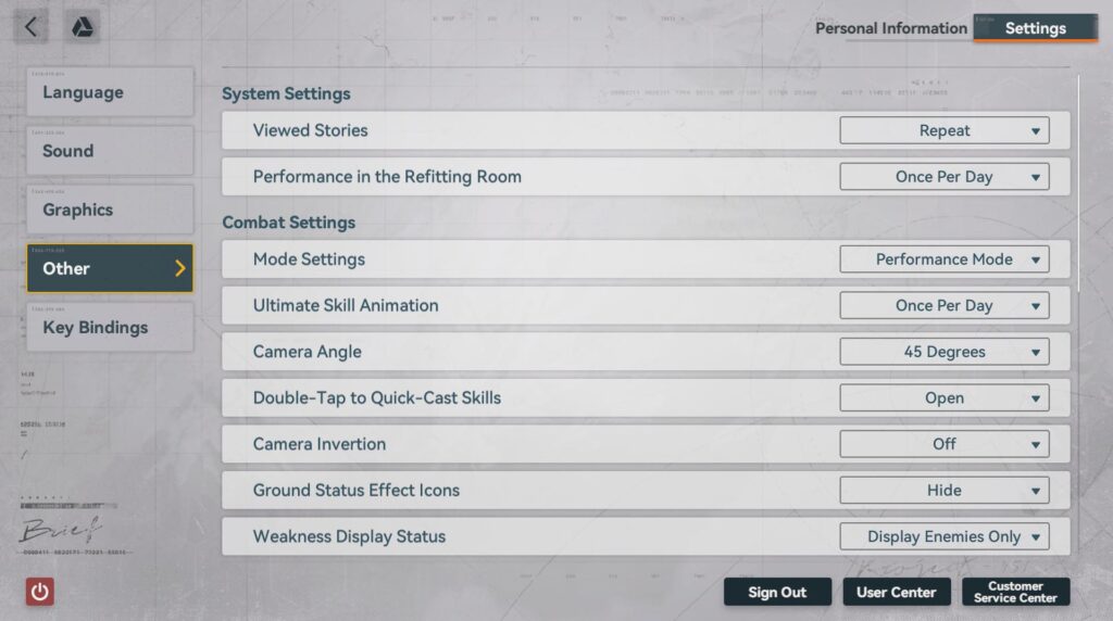 Girls' Frontline 2 camera settings