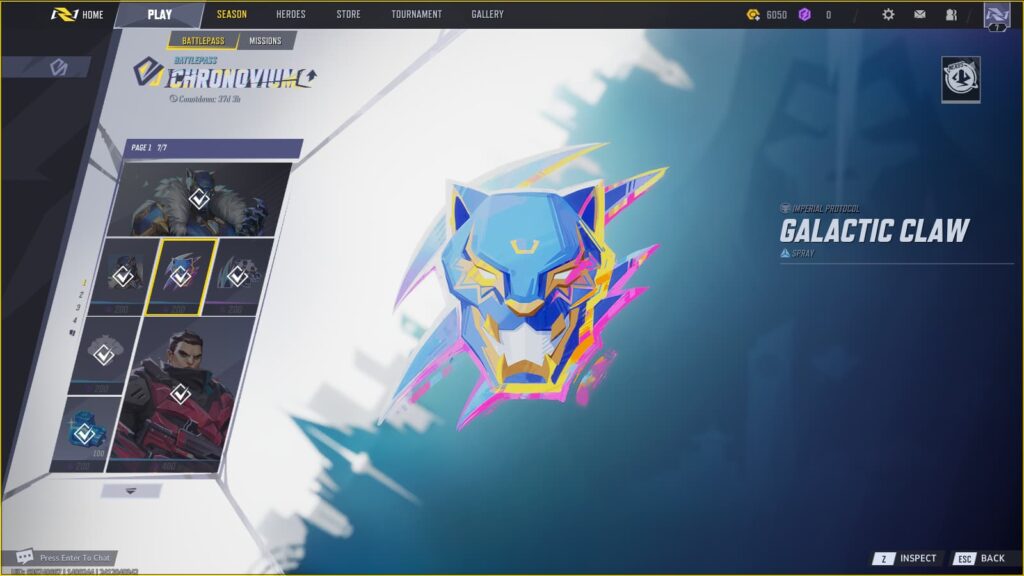 Galactic Claw Spray in the Marvel Rivals Season 0 Battlepass.