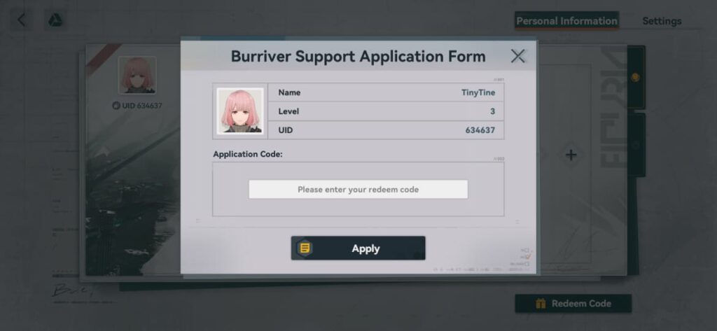 Enter the redeem code via in-game feature to claim  rewards.