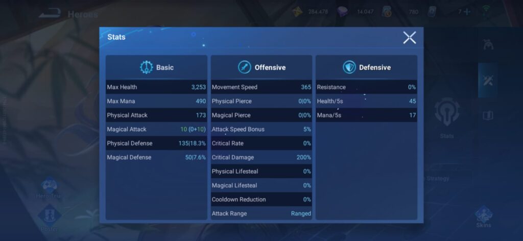 Yixing stats, as per the December 14 launch.