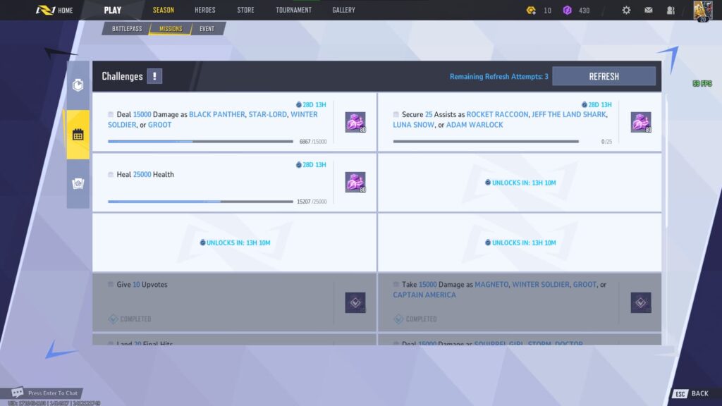 Challenges to earn Chrono Tokens.