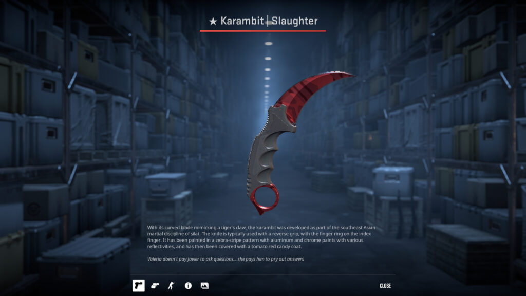 CS2: Karambit Slaughter, a red knife.