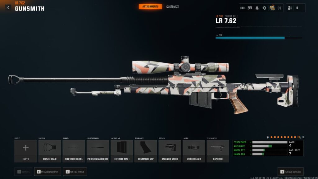 The attachments added to the LR 7.62 to make the best quickscope sniper rifle class in Black Ops 6.