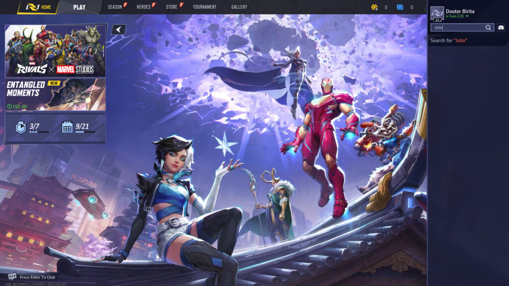 Friends tab in Marvel Rivals