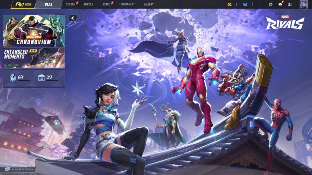 The home page of Marvel Rivals.