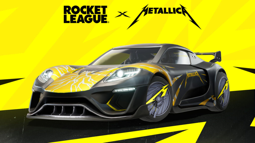 It’s a poster for the Rocket League collaboration car Metallica Jäger 619
