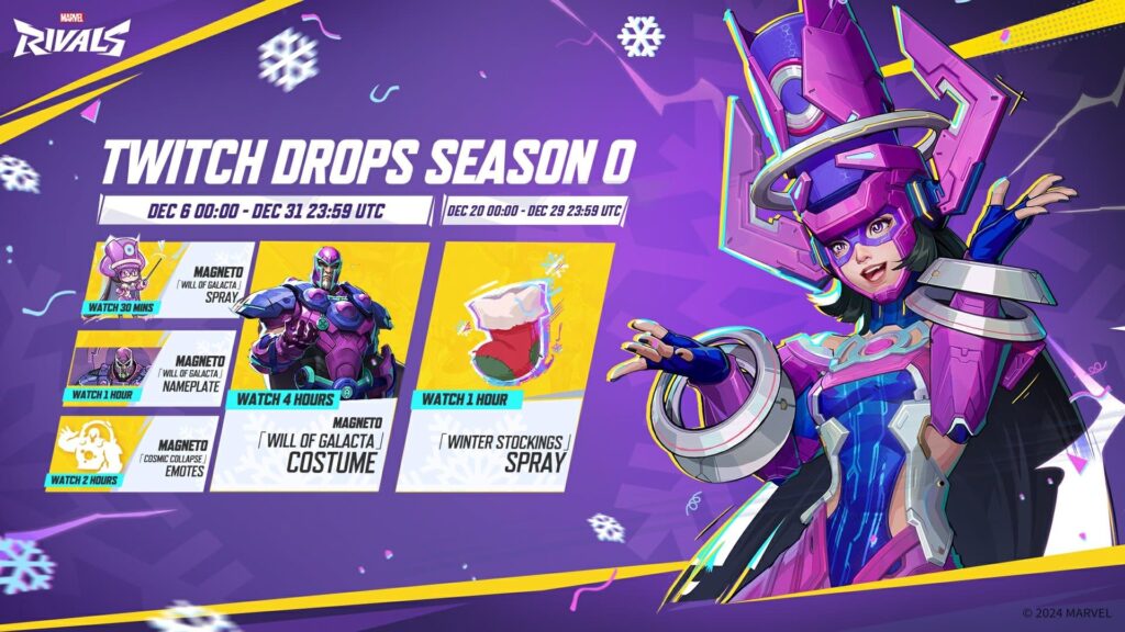The Twitch Drops for Season 0 of Marvel Rivals