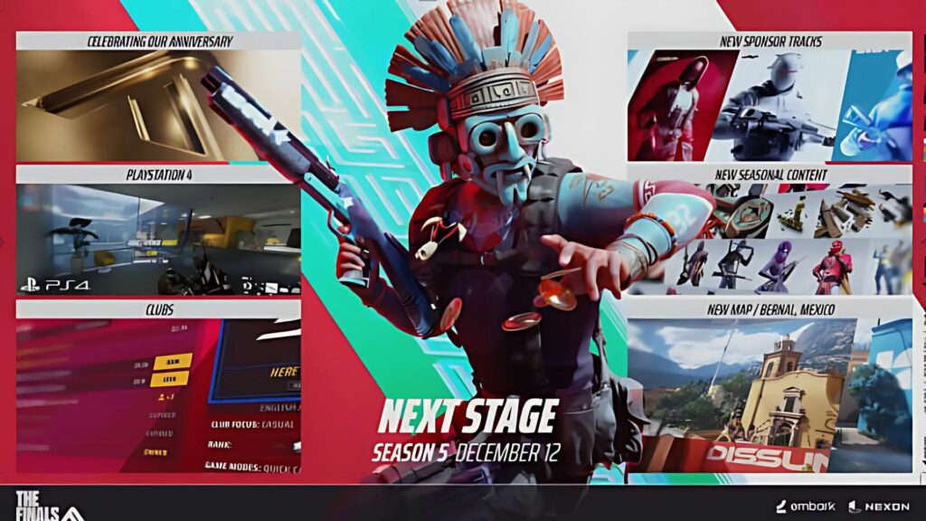 A graphic showcasing everything coming with The Finals Season 5 update.