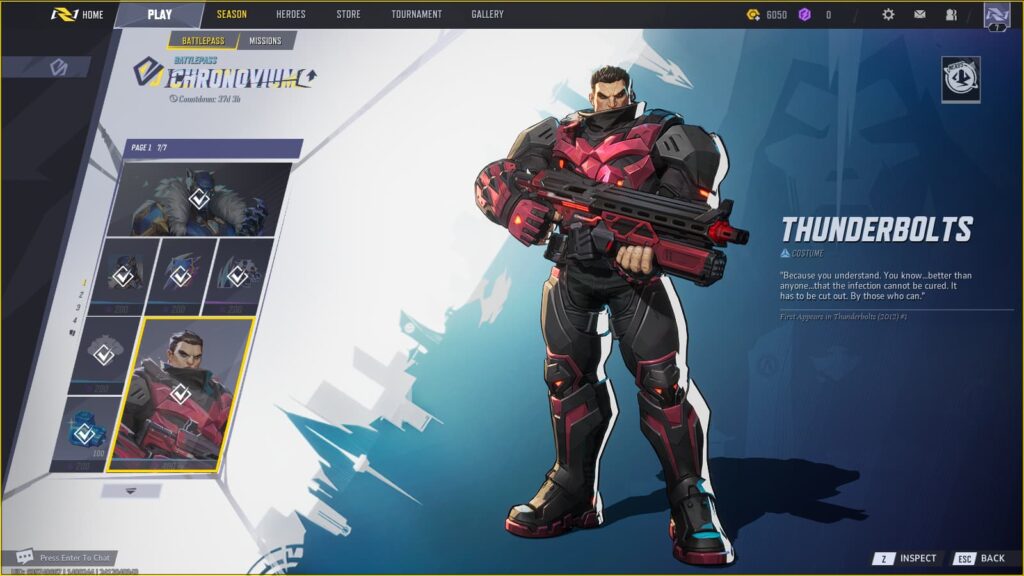Thunderbolts The Punisher Costume in the Marvel Rivals Season 0 Battlepass.