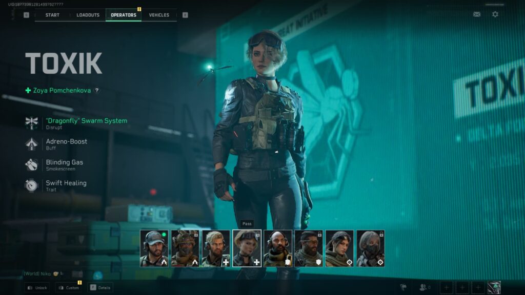 Toxik, an operator in Delta Force.