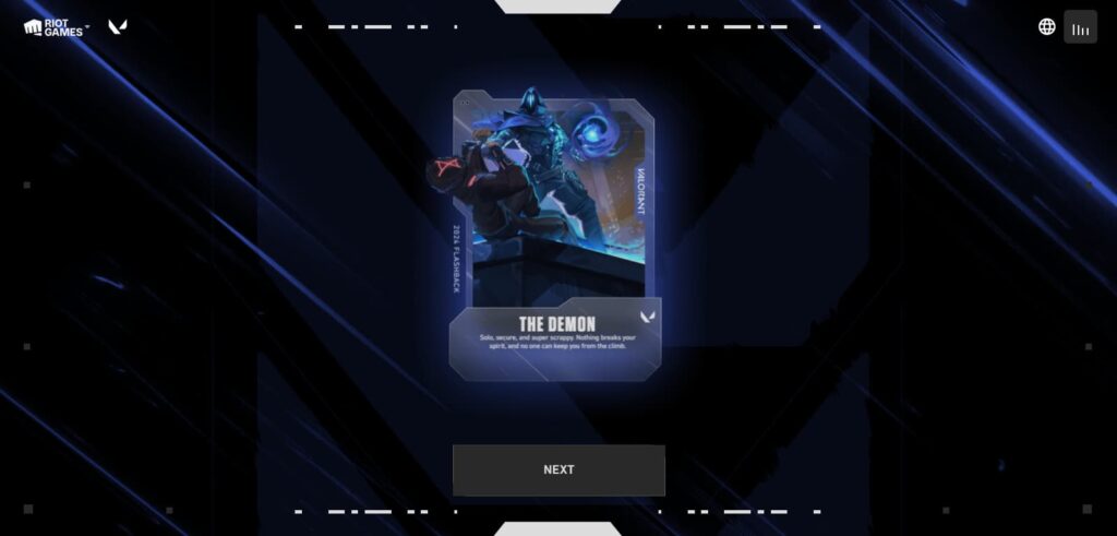 VALORANT Flashback 2024 stats persona card