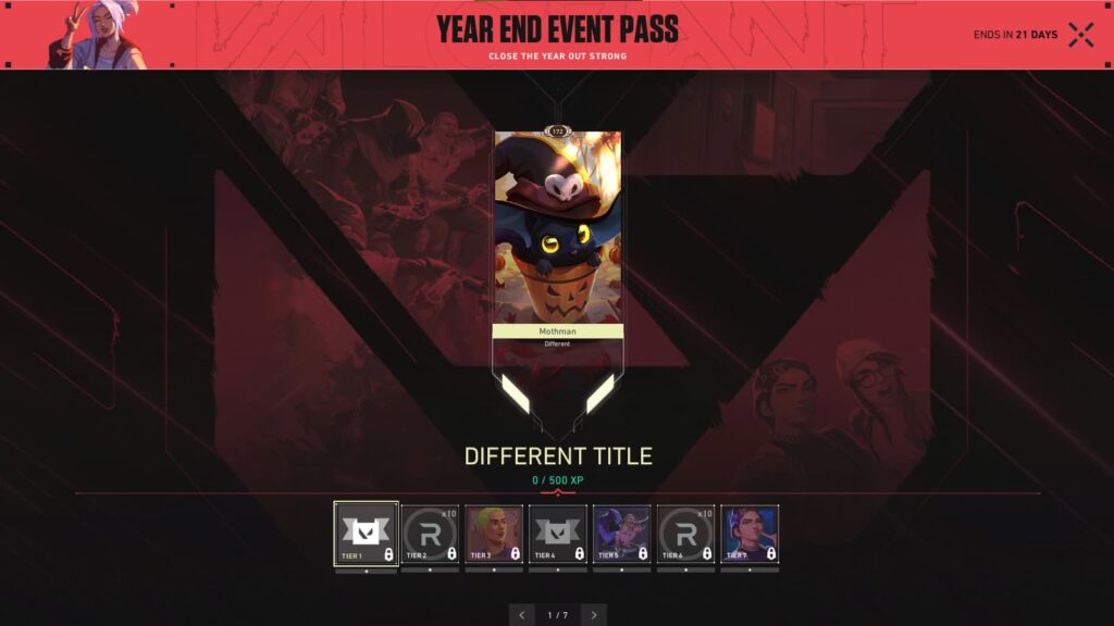 Different Title in the VALORANT Year End Event Pass.