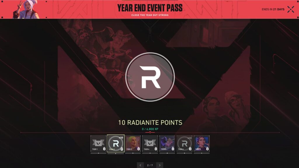 Radianite Points in the VALORANT Year End Event Pass.