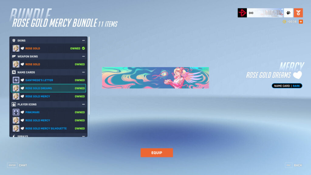 Overwatch 2 Rose Gold Mercy name card