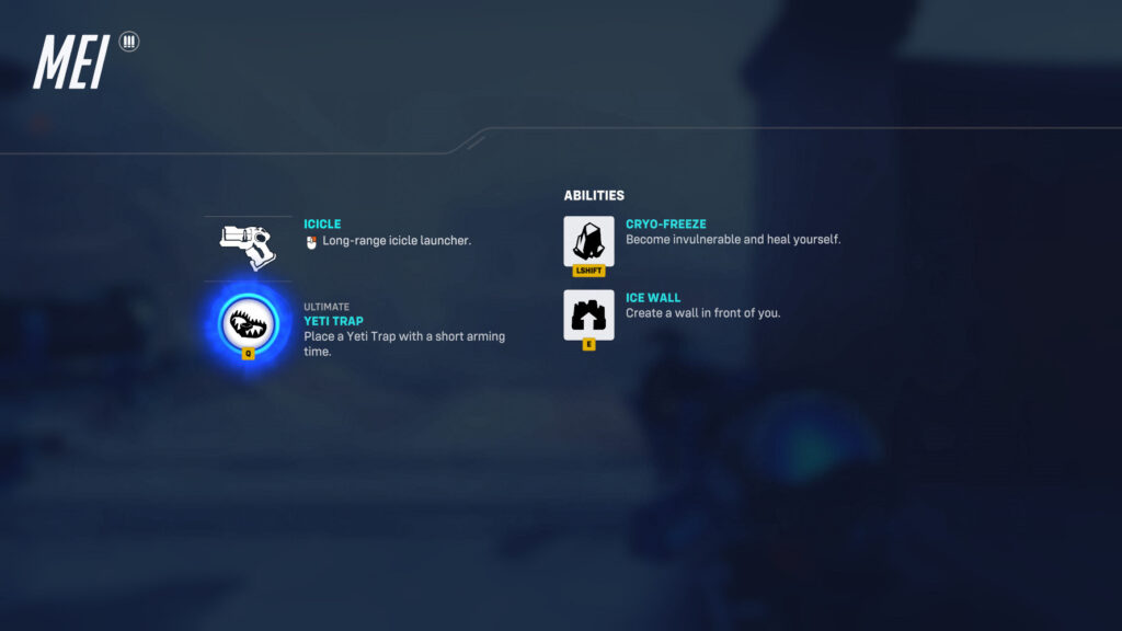 Mei's abilities and ultimate in Overwatch 2 Yeti Hunter 