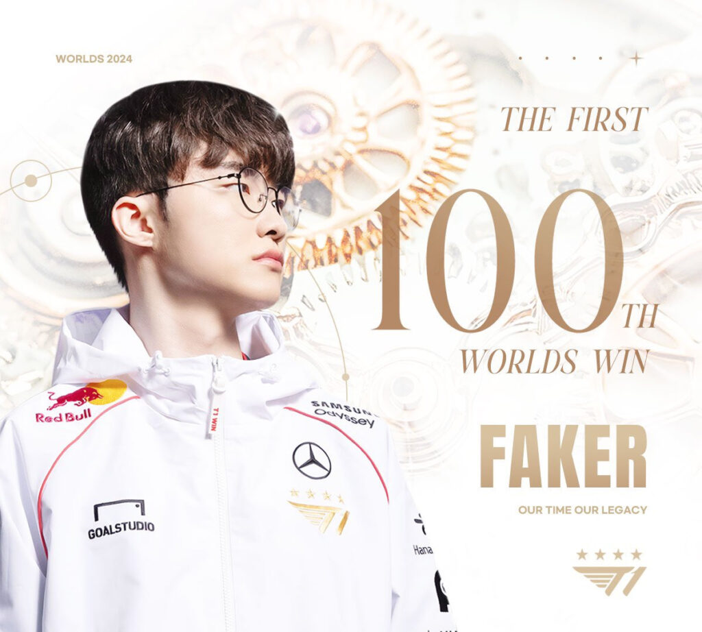 Faker named the first player to achieve 100th Worlds win on October 2024.