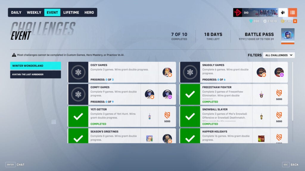 New Overwatch 2 Winter Wonderland 2024 challenges and rewards