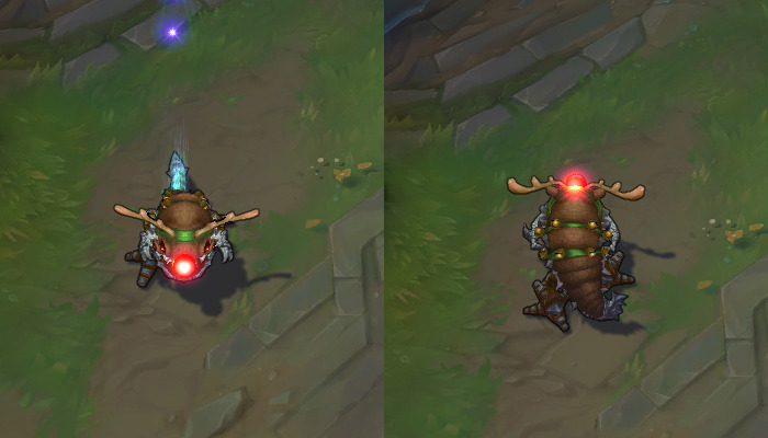 LoL Reindeer Kog'Maw in-game looks.