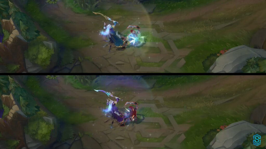 LoL Winterblessed Diana blue and purple forms.
