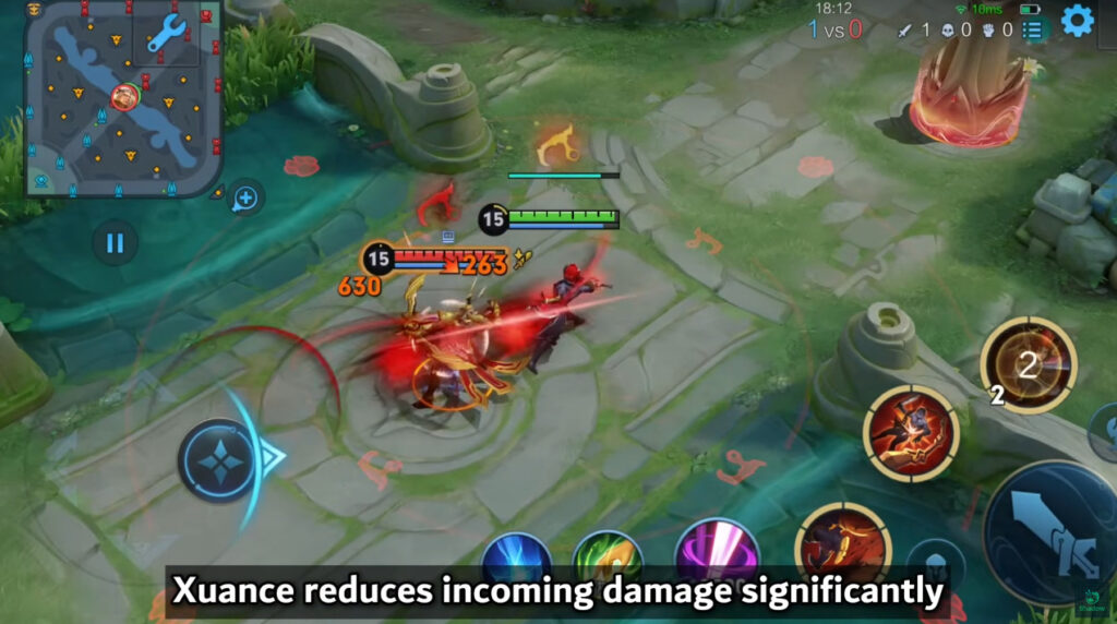 Xuance's Ultimate can be cast 3 times, allowing him to kite the enemy by dashing behind hooked target.