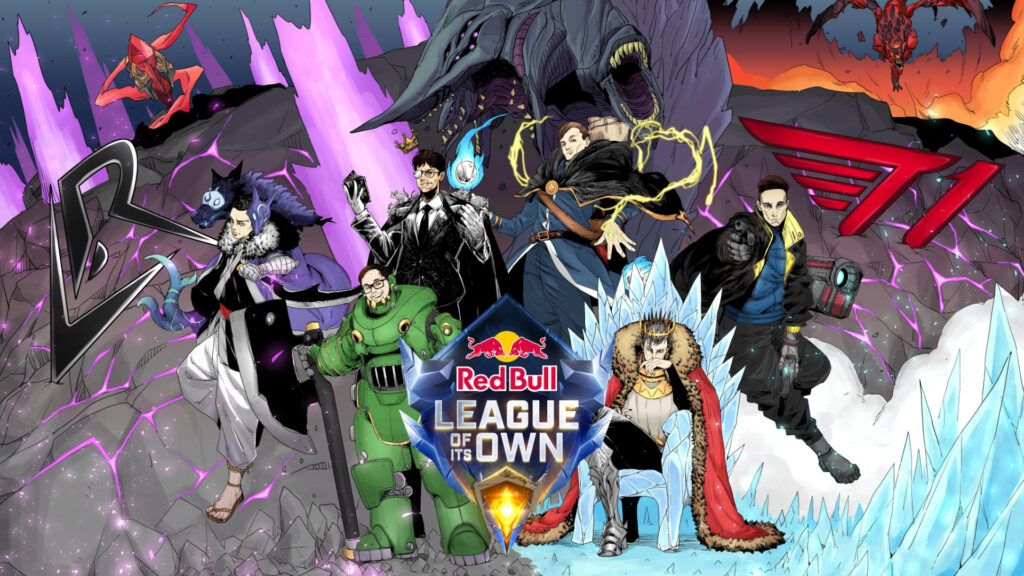 Official art from the match between Los Ratones and T1 for the Red Bull League of Its Own tournament