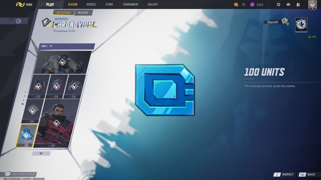 100 Units to earn as a reward in the Marvel Rivals Battlepass.