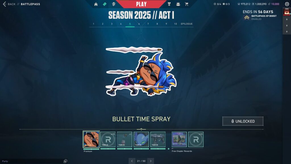 Bullet Time Spray in the VALORANT Season 2025 // Act 1 Battlepass.