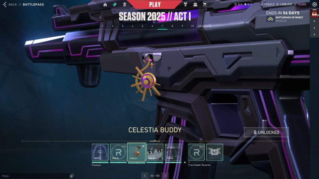 Celestia Buddy in the VALORANT Season 2025 // Act 1 Battlepass.
