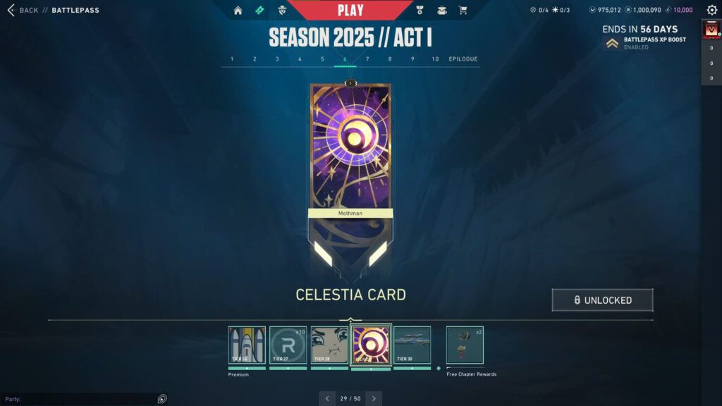 Celestia Card in the VALORANT Season 2025 // Act 1 Battlepass.