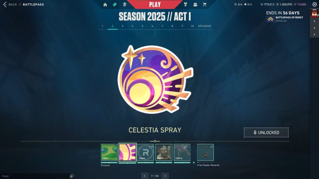 Celestia Spray in the VALORANT Season 2025 // Act 1 Battlepass.