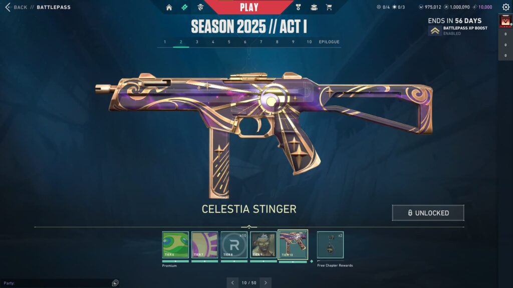 Celestia Stinger in the VALORANT Season 2025 // Act 1 Battlepass.