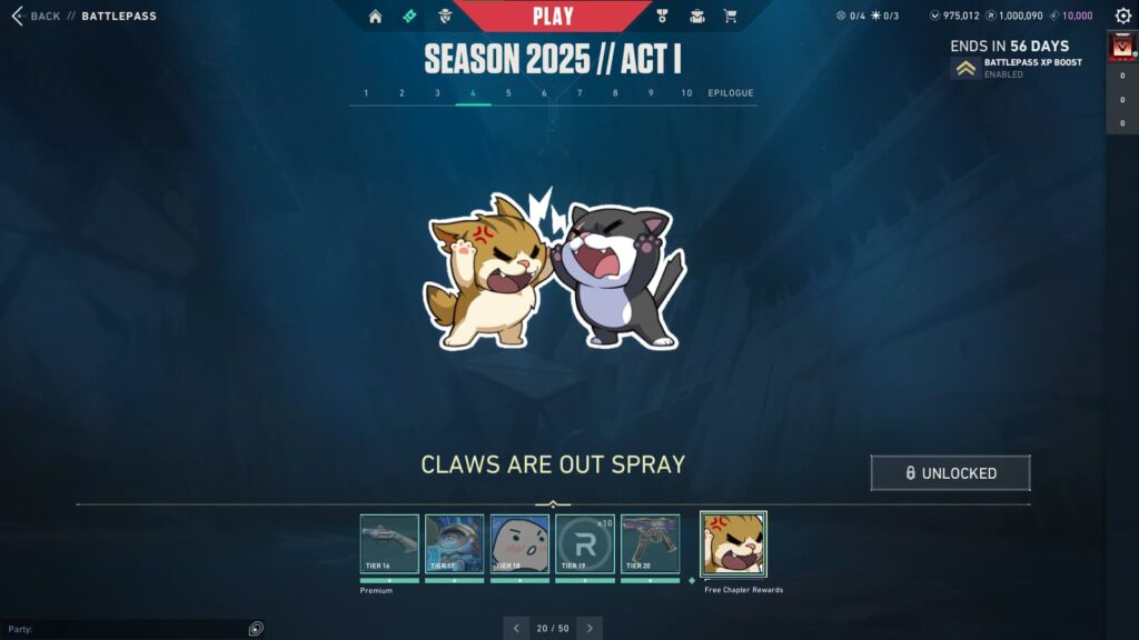 Claws Are Out Spray (Free) in the VALORANT Season 2025 // Act 1 Battlepass.