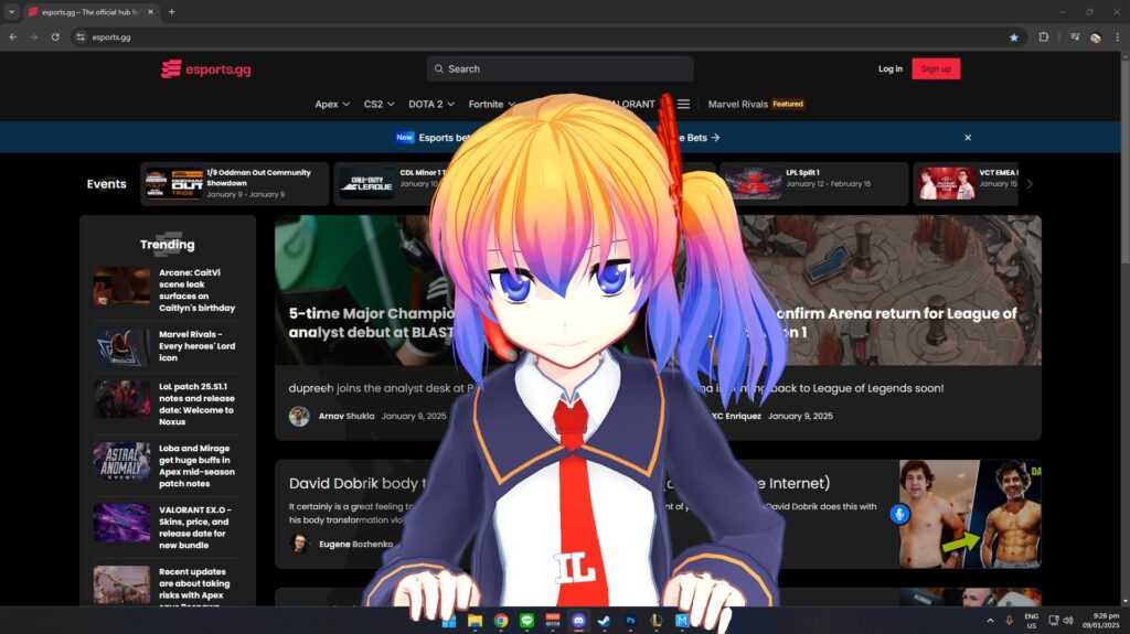 Desktop Mate's AI Elle-tan during an alarm (Screenshot via esports.gg)