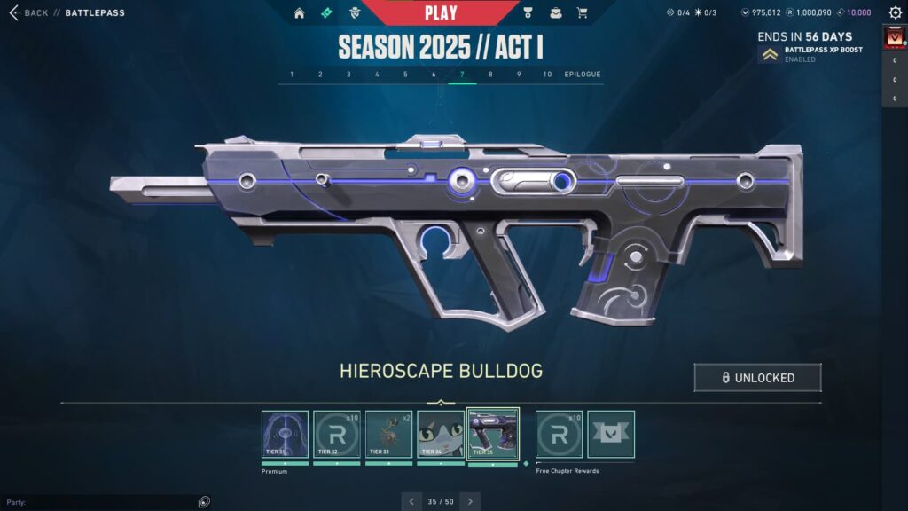 Hieroscape Bulldog in the VALORANT Season 2025 // Act 1 Battlepass.