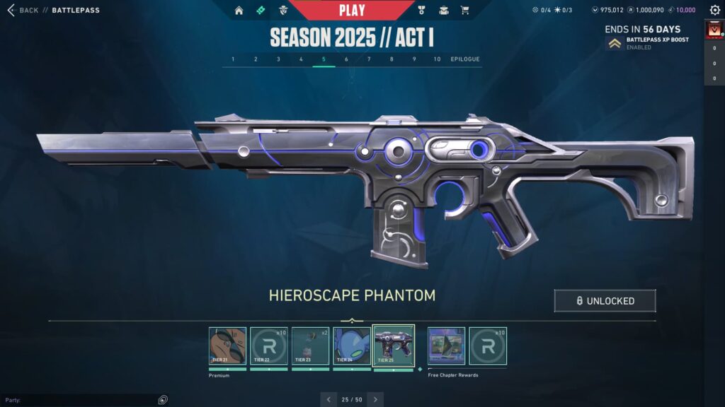 Hieroscape Phantom in the VALORANT Season 2025 // Act 1 Battlepass.