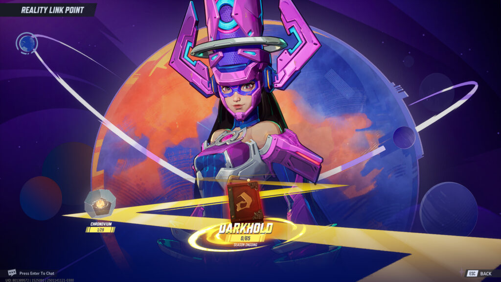 The page in which you can switch from one battle pass to another in Marvel Rivals featuring Galactus.