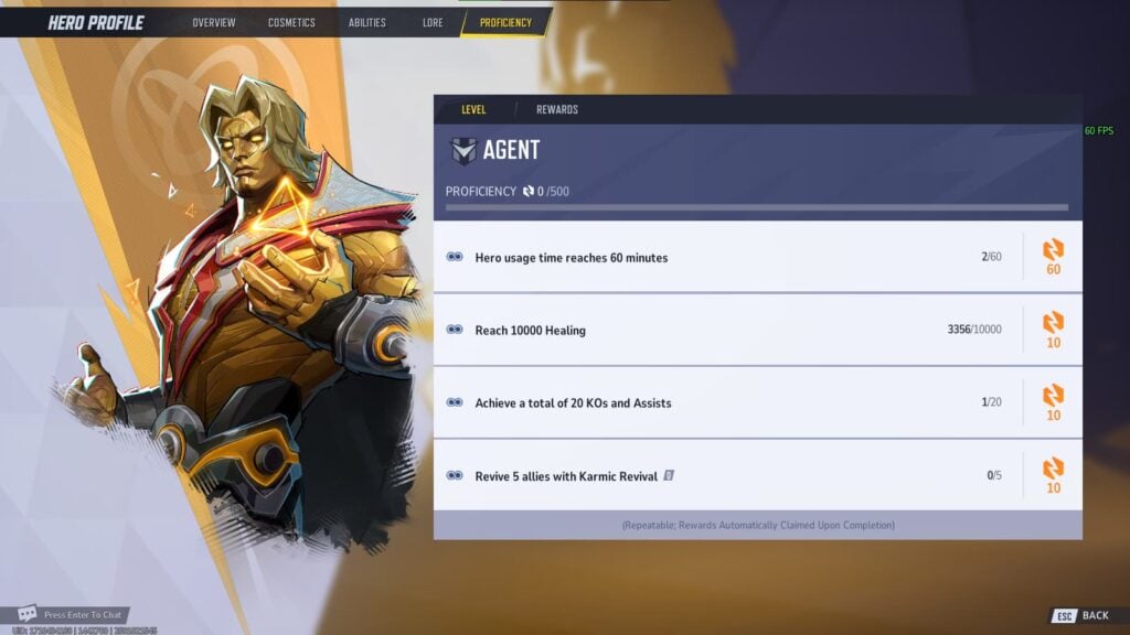 Adam Warlock's Proficiency level challenges in Marvel Rivals