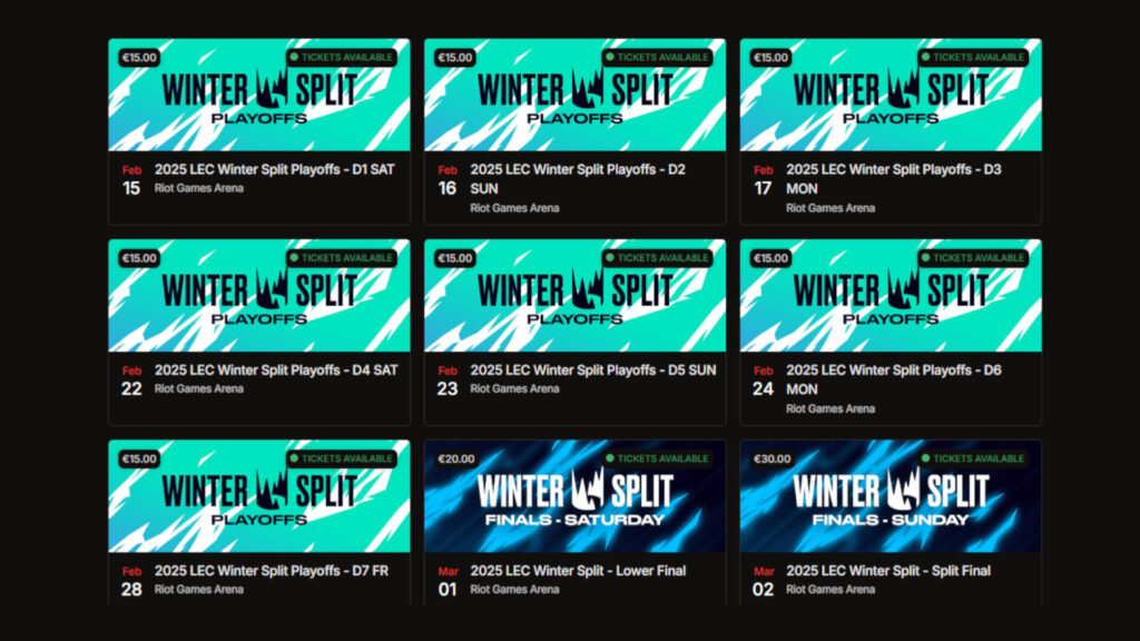 LoL LEC Winter Split tickets