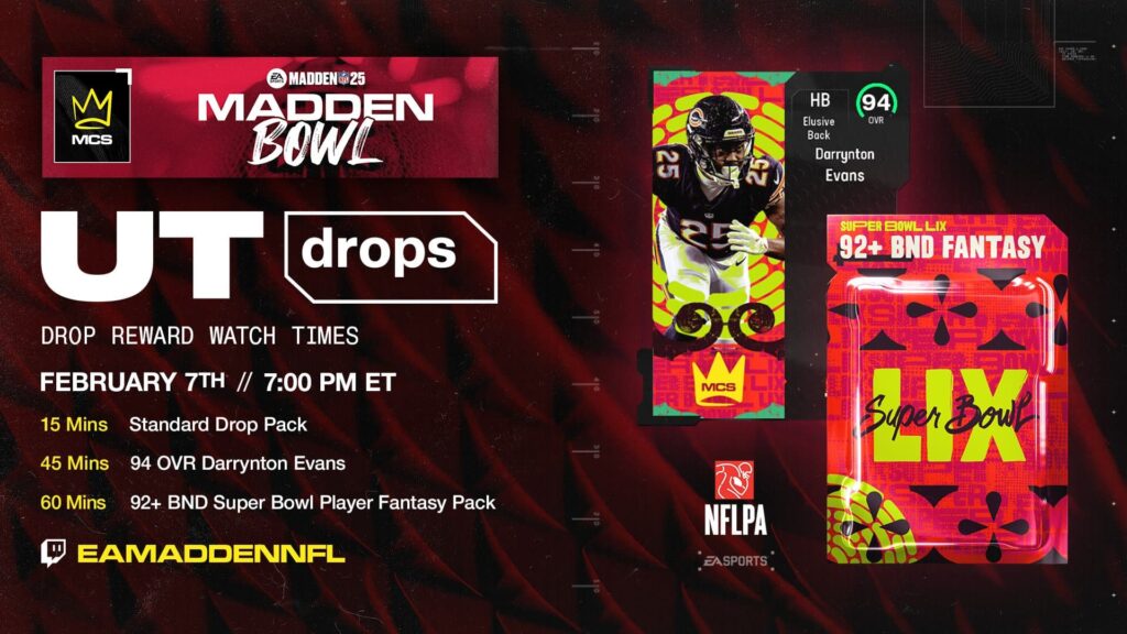 Twitch Drops for the Madden Bowl between Fancy and Jonbeast 2025.
